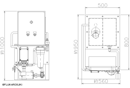 フジカ自動塩素供給装置　外形寸法図